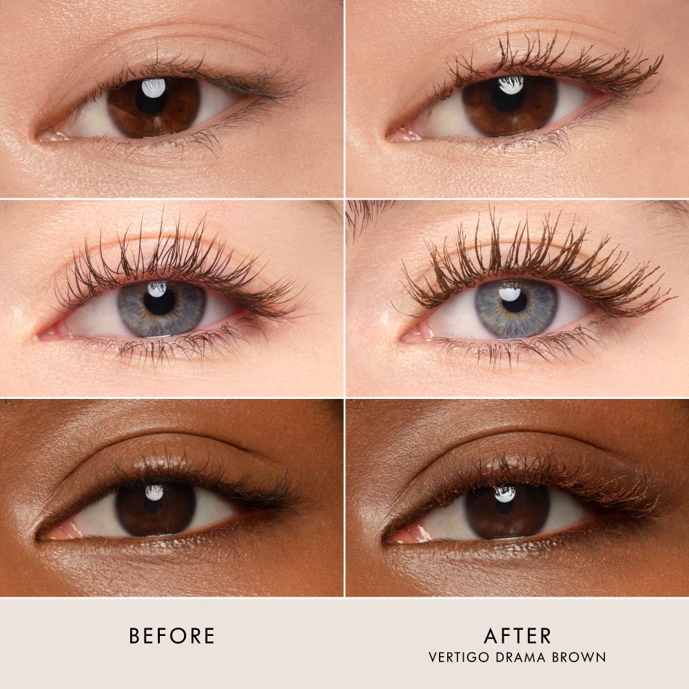 Armani Beauty  VERTIGO DRAMA MASCARA before and after results on different eye shapes