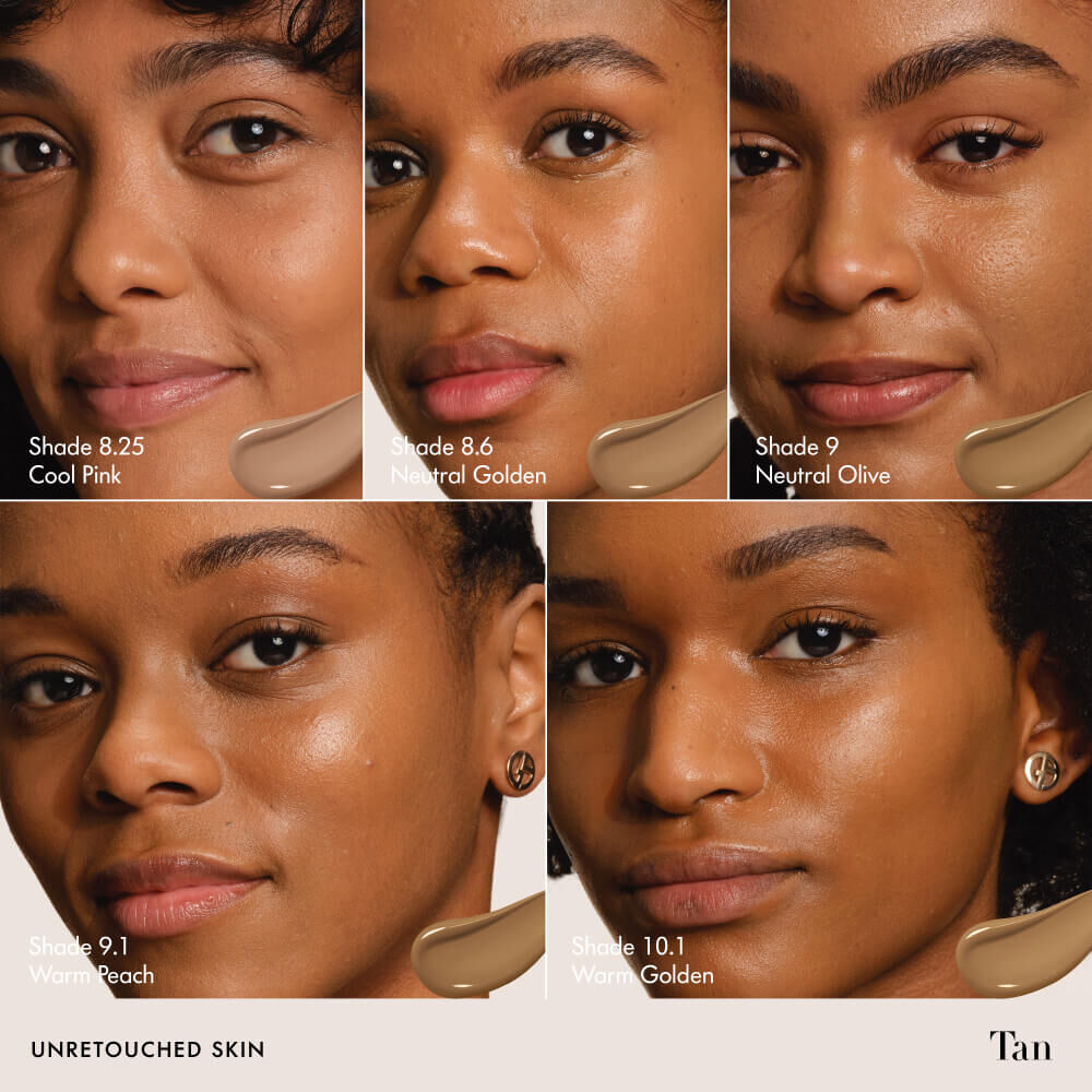 Close-up of a different model's cheek with showcasing LUMINOUS SILK FOUNDATION texture